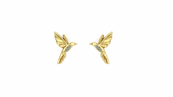 kolibri pousettes boucles d'oreilles bijoux or argent inhabituel élégant 3d print model - Mito3D