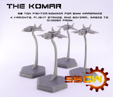 Komar 6mm combatiente bombardeo juego battletech areoespacial sci fi guerra mesa resina 3d print model - Mito3D