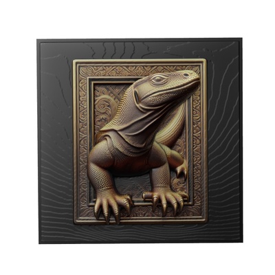 draghi komodo drago animale sollievo arte animali yeggi mito3d fallimento google ciondoli medaglione animal relief wall art parete 3d print model - Mito3D