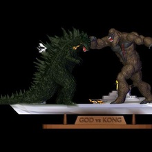 kong Godzilla gorilla scimmia animale giocattolo aeroplani barca combattimento diorama 3d print model - Mito3D