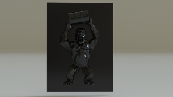 kong soulagement tableau art faible poly animal 3d sculpture 3d print model - Mito3D