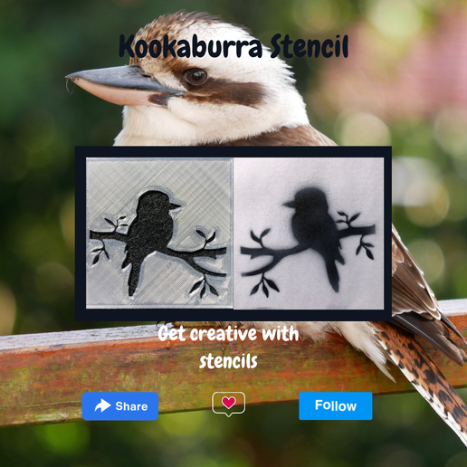 kookaburra stencil 3D print model - Mito3D