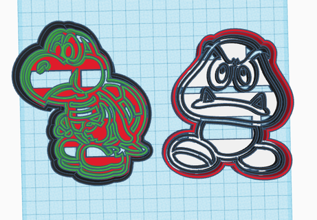 Koopa Goomba kurabiye kesici ayırmak Mario Bross 3d print model - Mito3D