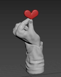 coreano mão k pop coração 3d print model - Mito3D