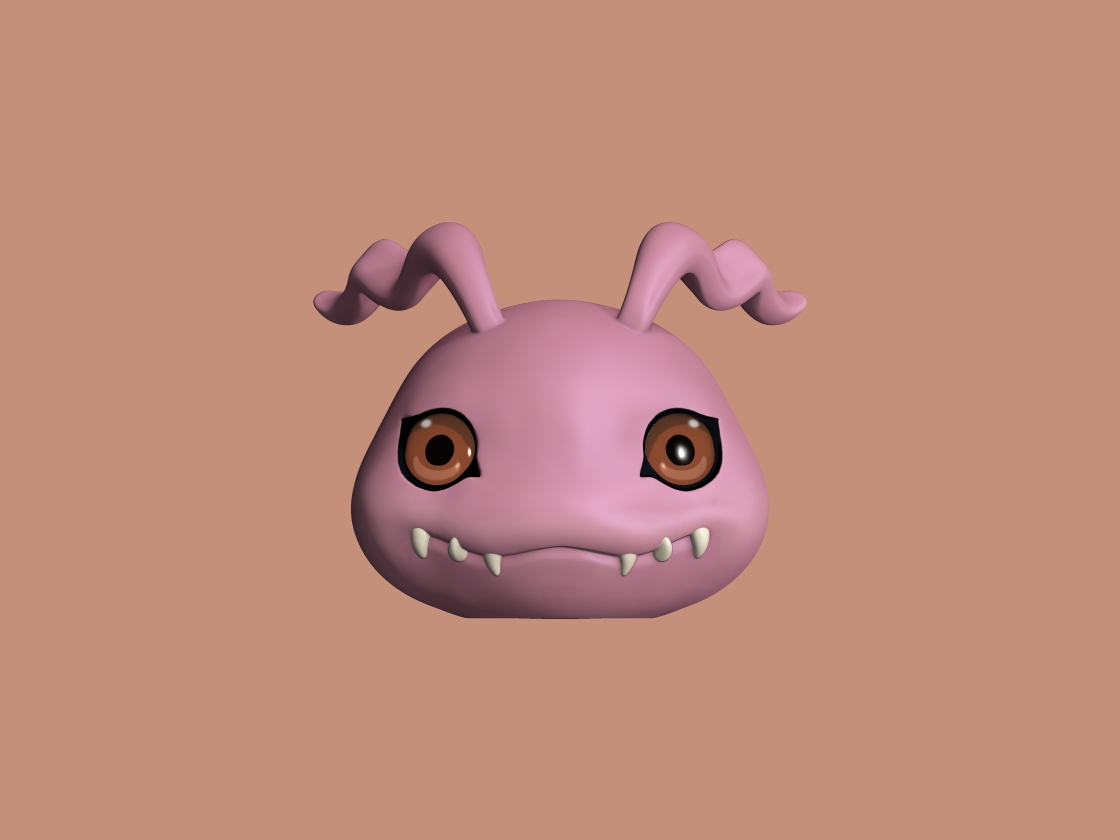 koromon digimon lindo monstruo digital pokemon agumon rosado pequeña mascota corazón 3D print model - Mito3D