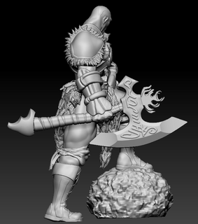 Korthan Goliat d combatiente guerrero miniatura hacha bárbaro rpg armadura pelaje mesa 3d print model - Mito3D