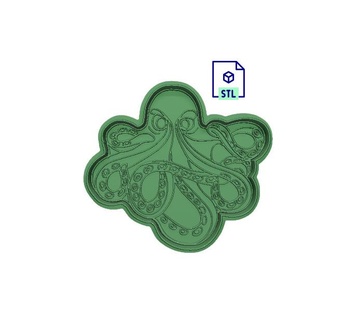 kraken cookie cutter stamp set 2 piece file octopus 3d print model - Mito3D