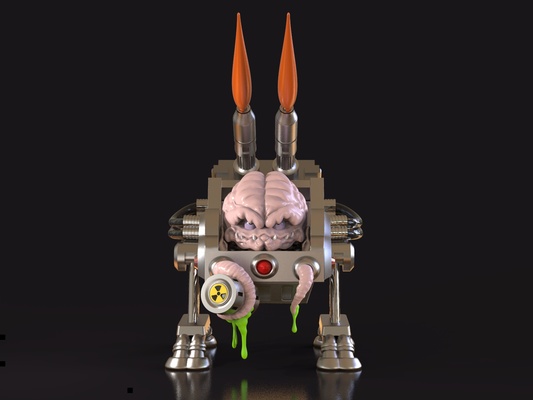 krang gehhilfe maschine tmnt danke fan art kunst schildkröten aktenvernichter löwe mutant ninja karikatur schurke spielzeug roboter attacke krieg außerirdischer gehirn monster 80s 3d print model - Mito3D