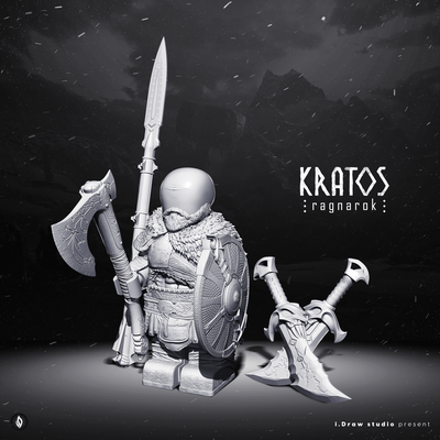 kratos vol4 dios of guerra ragnarok personalizado minifiguras fantasmasparta espadacaos monocromo juegos juguetes gotea lanza leviatán hacha 3d print model - Mito3D