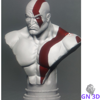 kratos bust2 gioco fallimento giocattolo arte giochi 3d print model - Mito3D