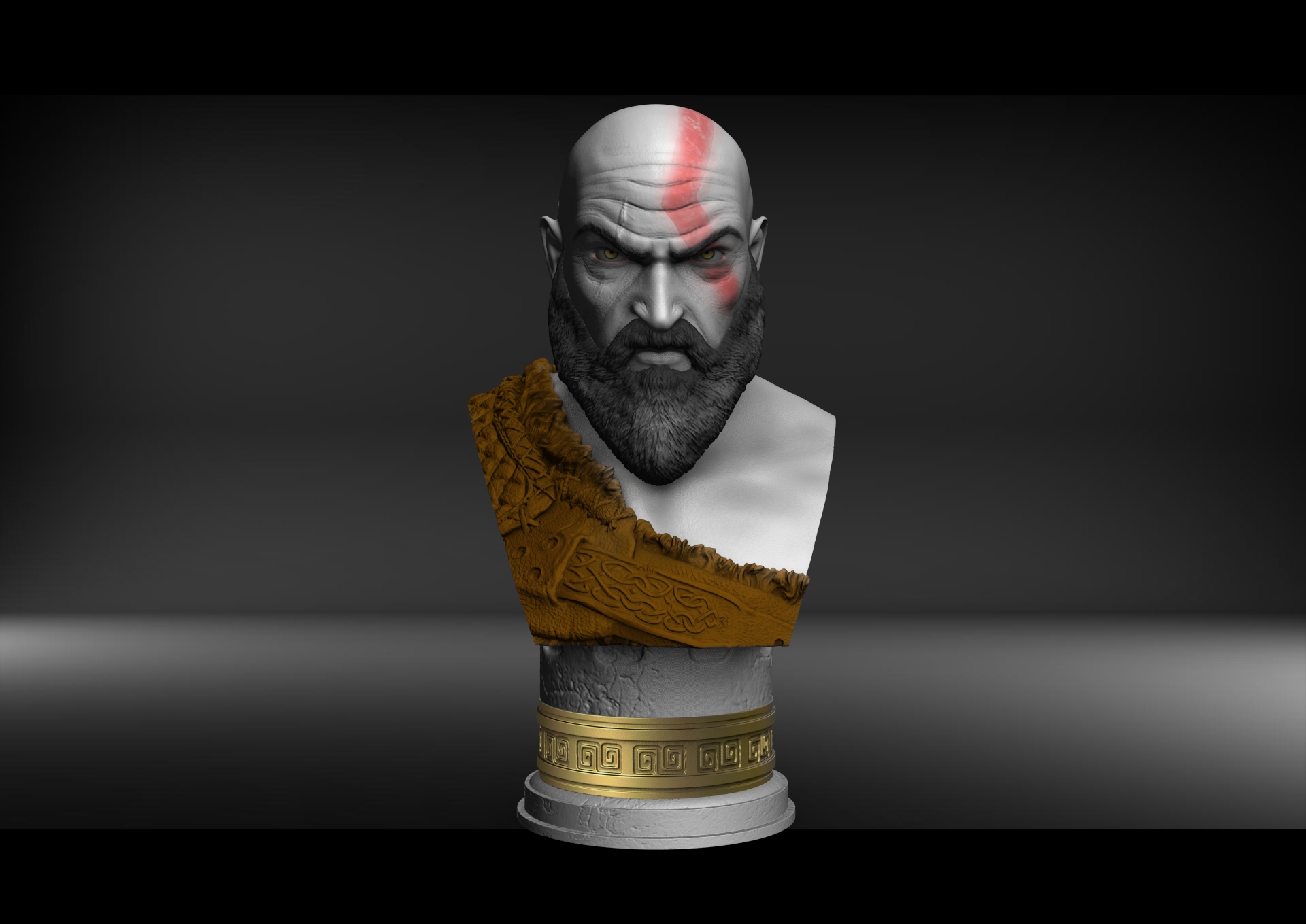 Kratos büst Tanrı savaş Sony aziz Monica 3D print model - Mito3D