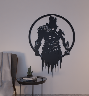 Kratos Tanrı savaş 2d duvar dekorasyon Sanat siluet ev iç mekan 3d print model - Mito3D