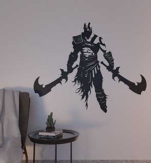 kratos god war 2d wall decoration art Art silhouette of home inteior 3d print model - Mito3D