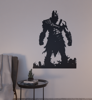 Kratos Tanrı savaş 2d duvar dekorasyon Sanat siluet ev iç mekan 3d print model - Mito3D