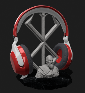 Kratos fone ouvido suporte 3d print model - Mito3D