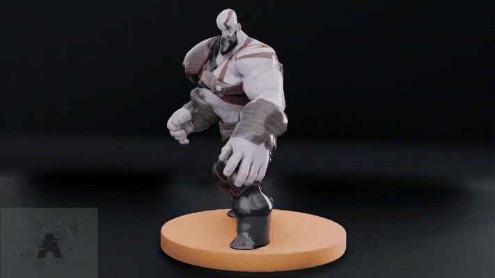 kratos pose dios of guerra arte juego azar figura juguete réplica 3d print model - Mito3D