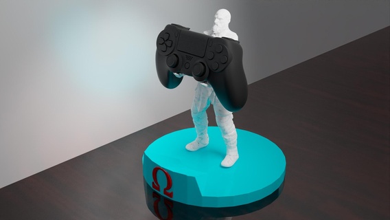 kratos ps4 joystick holder controller stand - god war ragnarok gow support art replica 3d print model - Mito3D