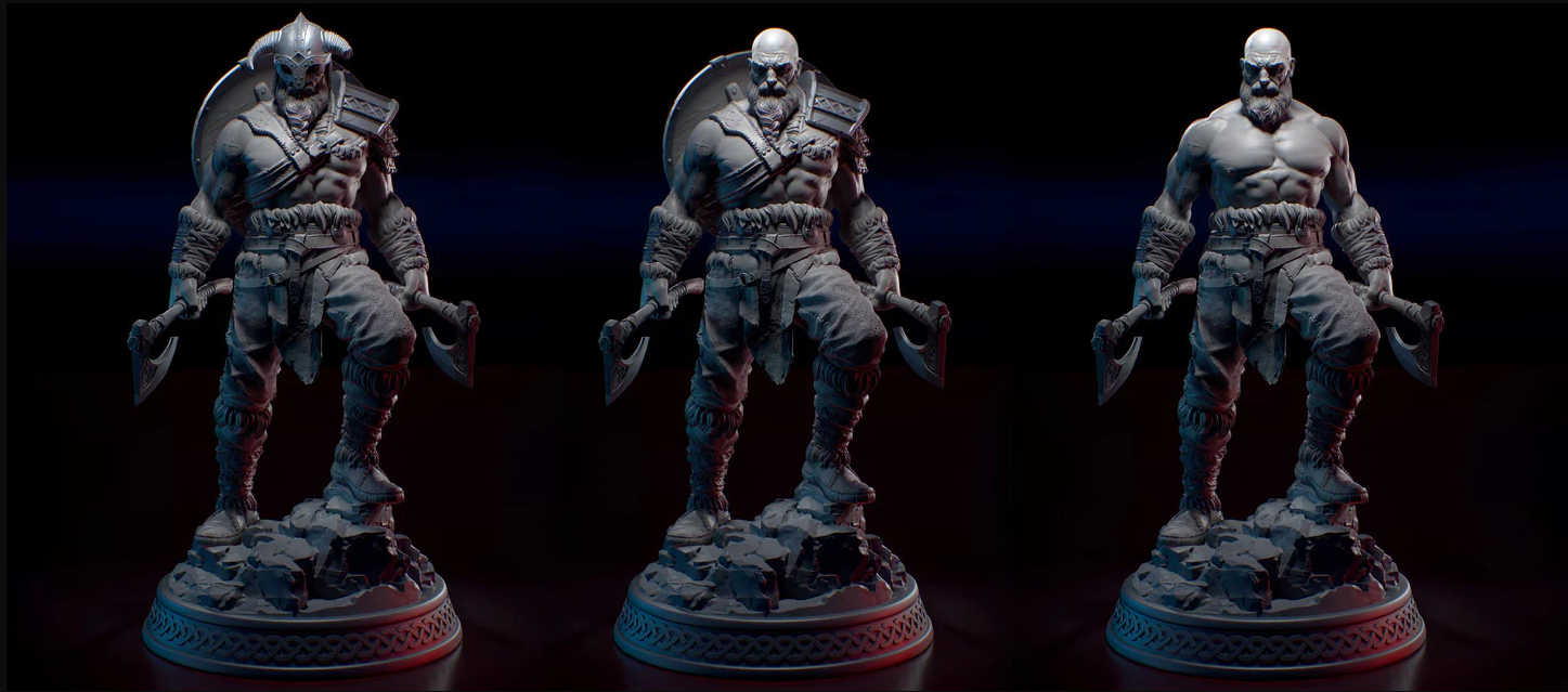 kratos viking arte deus of guerra 3D print model - Mito3D