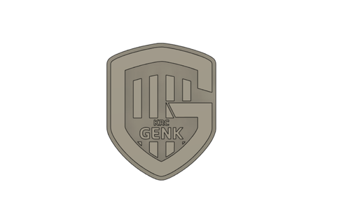 krc genk logo distintivo calcio jpl jupiler pro lega decorazione uomo grotta sport emblema Belgio genkies puffi 3d print model - Mito3D