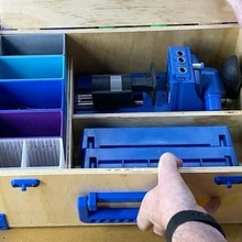 kreg storage case parts bin box container corner foot grip hole jig label pin pocket protector screw shelf tools 3d print model - Mito3D