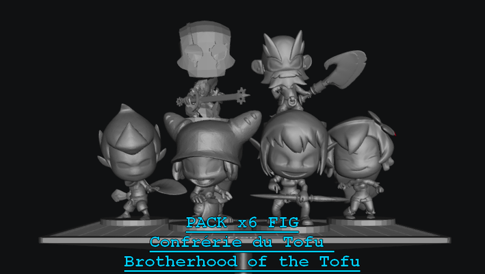 krosmaster pack x6 fig confr rie du tofu brotherhood of game amalia evangelyne yugo tristepin nox ruel dofus wakfu arena figurine 3d print model - Mito3D