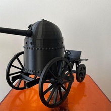 krupp 57mm montado en una pula rodante cupula artilleria antiguedad 3d print model - Mito3D