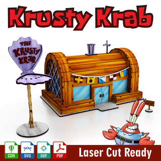 Krusty Crabe éponge bob maison dessin animé jouet bâtiment laser Couper cnc pantalons carrés bikini 3d print model - Mito3D