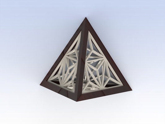 kumiko tétraèdre triangle pyramide asanoha décoration lampe thé lumière boîte modèle déco cadeau asa no 3d print model - Mito3D