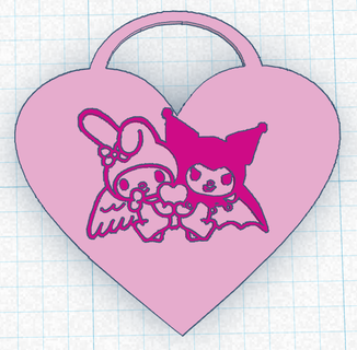 kuromi & melody keychan melody kuromi heart heart cute nice sanrio  3d print model - Mito3D