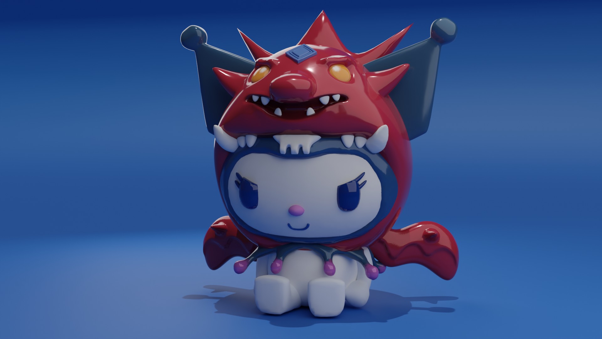 kuromi x yugioh slifer cielo drago cinnamoroll sanrio gattino carina kawaii figura blu kireneko1 3D print model - Mito3D