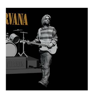 kurt cobain nirvana 3dprinting oyuncak müzisyen karakter heykel aksiyon figürü Rock yıldızı gitar Kaya tanınmış şekil stl minyatür vinil grup yaratık oyun fantezi 3d print model - Mito3D