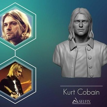 kurt Cobain retrato escultura 3d impresión modelo Arte estatua hombre busto esculturas cantante americano compositor canciones 3d print model - Mito3D