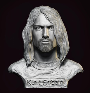 kurt Cobain portrait sculpture statue nirvana art figurine Roche musique étoile miniatures figurines 3d print model - Mito3D