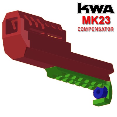 kwa tokio marui mk23 airsoft réplica mano cañón h k grande pistola táctico compensador comp 3d print model - Mito3D
