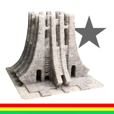 kwame nkrumah mausoleo acra ghana áfrica arquitectura edificio tumba presidente monumento monumento miniatura africano punto referencia arquitecto minimundo miniworld3d independencia ghanés 3d print model - Mito3D