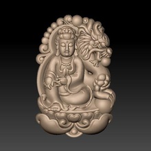 kwan-yin bodhisattva ejderha background art buddha religion china japan oriental decoration decorative pendant jade jewelry carving cnc 3d artcam bas-relief engraving animal 3d print model - Mito3D