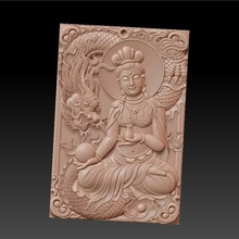 kwan-yin art buddha figure sculpture dragon religion bodhisattva oriental 3d cnc bas-relief fantasy creature wall decorative carving engraving 3d print model - Mito3D