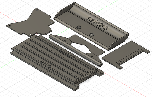 Kyosho Turbo Skorpion Teile Flügel Batterie Tablett rc Schleudern 3d print model - Mito3D