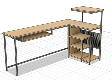 l-shaped desk modifiable 3d print model - Mito3D
