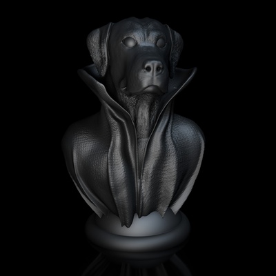 labrador with collar cap piédestal chien figure sculpture hautpolygone décoration queisser qu3d 3d modèle impression art 3d print model - Mito3D