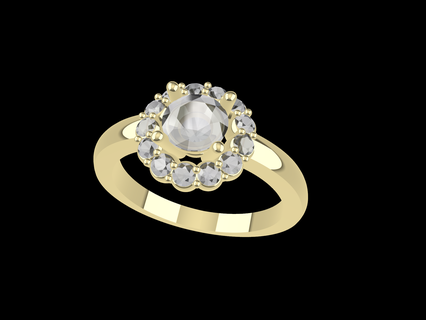 lady's ring women's style flower co diamond 3d print model - Mito3D
