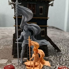 lady avelyn 35 & 75 mm pre-supported medieval knight woman warrior wizard miniature warhammer toy 75mm 32mm tabletop wargame boardgame character dnd pathfinder 3d print model - Mito3D