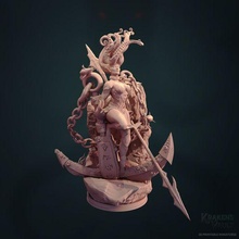 lady deep game dnd boss angel nautical statuette statue miniature art detailed high poly anchor enemy fight female cult 3d print model - Mito3D