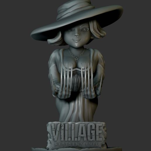 lady dimitrescu zombie resident evil support holder horror game 3D print model - Mito3D