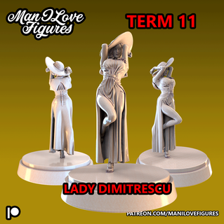 Dame dimitrescu mini Jeu Jeux set table miniatures stl résine imprimante femelle résident mal village 3d print model - Mito3D