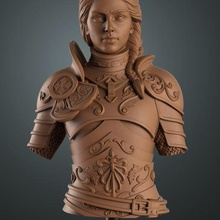 dama Evelyn busto medieval Caballero mujer guerrero mago miniatura martillo guerra juguete 75mm 32mm mesa juego personaje dnd pionero 3d print model - Mito3D