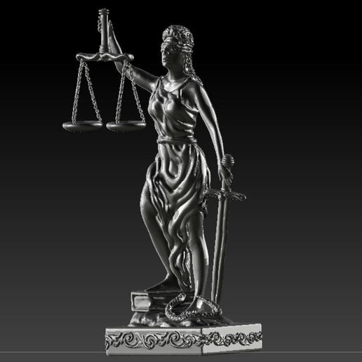 lady justice themis art goddess fairness scale bandaged blindfolded eyes sword stocktaking the balance of 3D print model - Mito3D