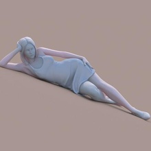 lady lying down art woman girl miniature figurine installation elongate bedtime dress fashion lying-down 3d print model - Mito3D