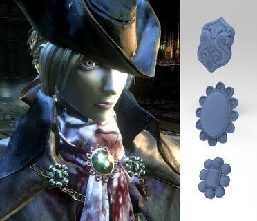 lady maria astral clocktower's accessory set bloodborne dark souls elden ring cosplay props brooch aigrette 3d print model - Mito3D