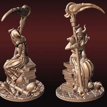 lady necromancer statuette pre-supported game toy weapon skull scythe sculpture reaper pathfinder npc miniature mini hooded hood grim girl dungeons dragons death d&d 3d print model - Mito3D